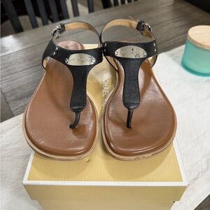 Michael Kors Black With Silver Accent Women's Sandals. Size 8.